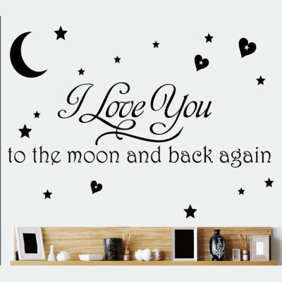 

I Love You To The Moon And Back Again Art Quote Wall Sticker Bedroom Kids Decals