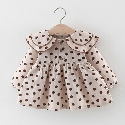 

Infant Baby Girls Long Sleeve Ruffles Dot Print Dresses Clothes Dress
