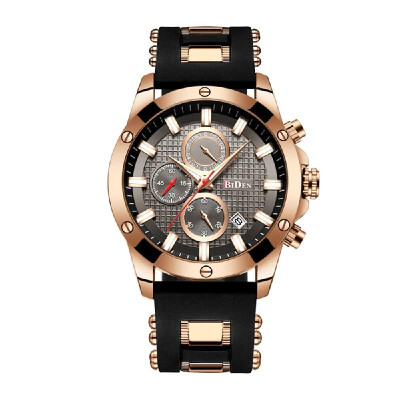 

BIDEN Men Stainless Steel Band Watches Casual Quartz Watch Multifunctional Sport Calendar Wrist Watch