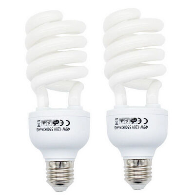 

2x 45W 5500K Photo Studio Energy Saving Day Light Bulbs Compact Fluorescent Lamp