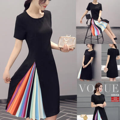 

Summer Women Lady Vintage Bodycon Casual Party Evening Cocktail Mini Black Dress