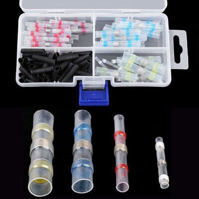 

100pcs Waterproof Heat Shrink Solder Sleeve Butt Splice Wire Connector Kit
