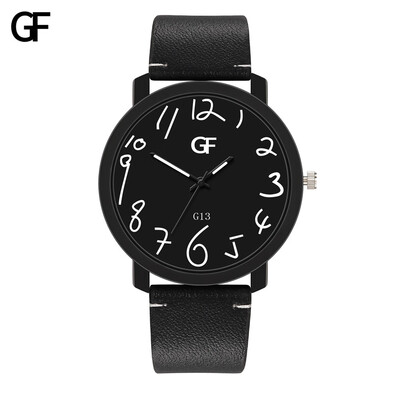 

Gobestart Fashion High-End Mens Quartz Letter Leather Watch Pointer Light Series Men