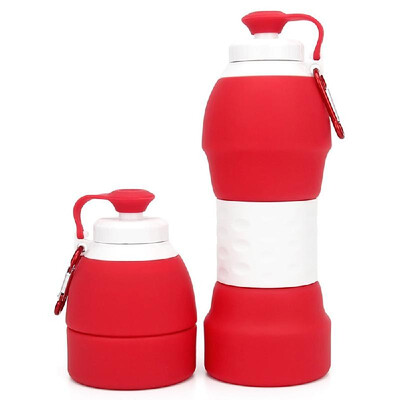 

580ml Collapsible Silicone Water Bottle with Carabiner for Cycling Gym Hiking Camping Travel Office