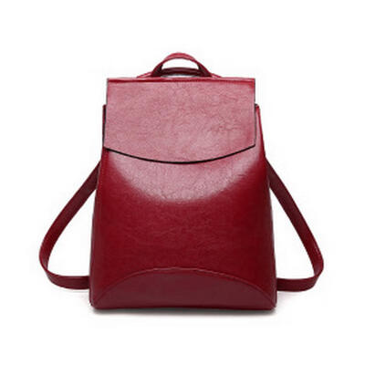 

PU Leather Backpack Large Capacity Shoulder Bag Casual Zipper Handbag For Women