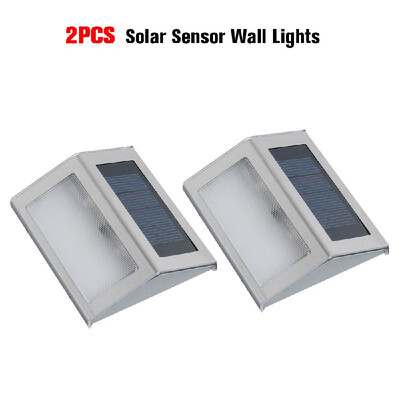 

2PCS Solar Sensor Wall Lights 3 LEDs Stainless Steel Outdoor Waterproof Solar Powered Spotlights Wall Lamp Light Sensor Energy Sa