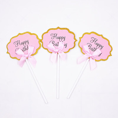 

FUNNYBUNNY Cake Birthday Card Pink Bow Cake Decoration DIY Paper Can Write Letter Card Cake Topper Birthday Cakes 5 Pack