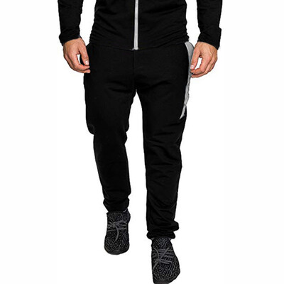 

Gobestart Mens Autumn Winter Patchwork Sweatshirt Top Pants Sets Sports Suit Tracksuit