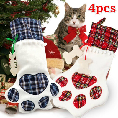 

124pcs Pet Christmas Gift Bags Pet Dog Cat Paw Stocking Socks Candy Bags Xmas Tree Ornaments Christmas New Year Favors