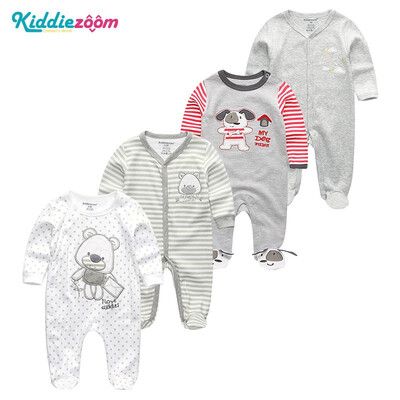 

Kiddiezoom 4PCS Newborn 0-12M Baby Boys Clothes 100Cotton Rompers Clothing Sets Babywear Bodysuits Baby Girls Clothes Outwear