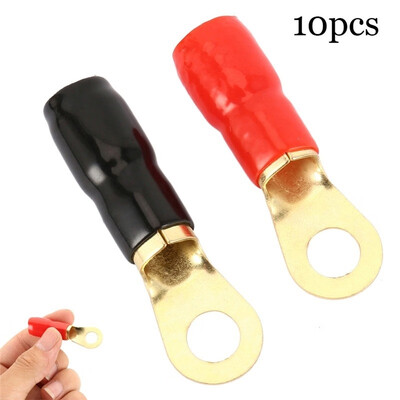 

10pcs 4 Gauge AWG Crimp Ring Terminals Connectors 5 Positive 5 Negative