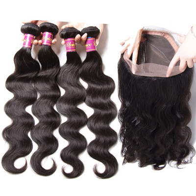 

UNice 8A Brazilian Hair 4 Bundles with 360 Lace Frontal Body Wave