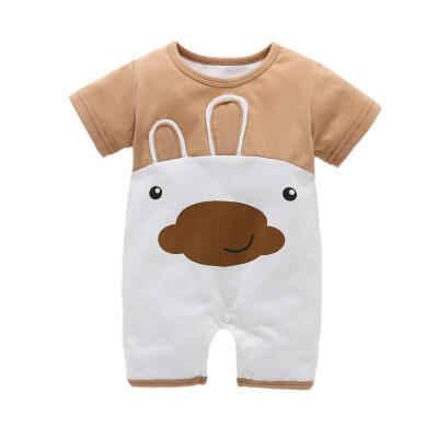 

Cute Bear Print Summer Rompers Kids Girls Boys Short Sleeve O-neck Jumpsuit