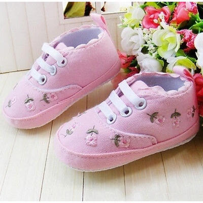 

Embroidered Lace Up Shoes Baby Infant Kid Newborn Soft Bottom prewalk Walk Shoes