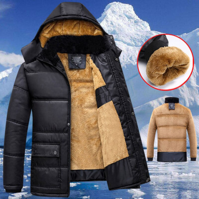 

Toponeto Mens Winter Thickening Cotton Coat Cold-proof Thermal Hooded Long-sleeve Jacket