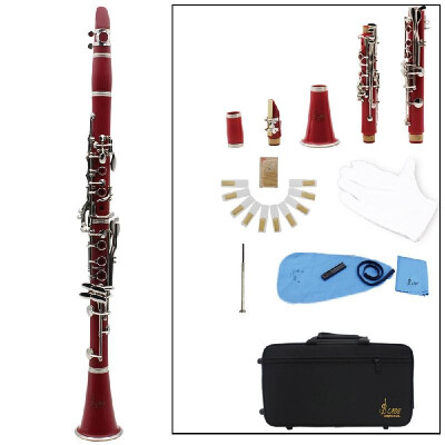 

Clarinet ABS 17 Key bB Flat Soprano Binocular Clarinet with Cleaning Cloth Gloves 10 Reeds Screwdriver Reed Case Woodwind Instrum