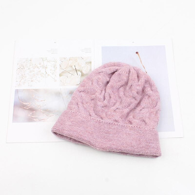 

Women Thick Twist Thread Knitted Bonnet Beanies Hat Candy Color Ribbed Autumn Winter Baggy Crochet Cap Warm Skullies Headwear