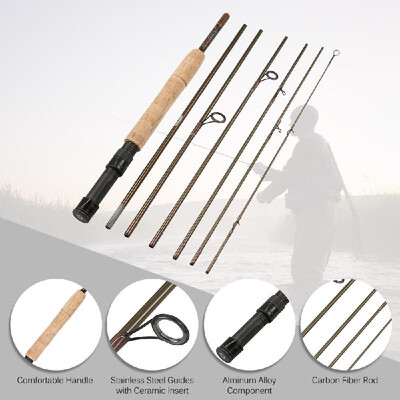 

Fly Fishing Rod 7 Sections Detachable Portable Lightweight Carbon Fiber Fishing Pole 75ft23m with Rod Case