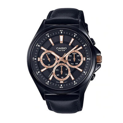 

Casio MTP-E303BL-1A2V Analog Watch - Black Rose Gold No Box