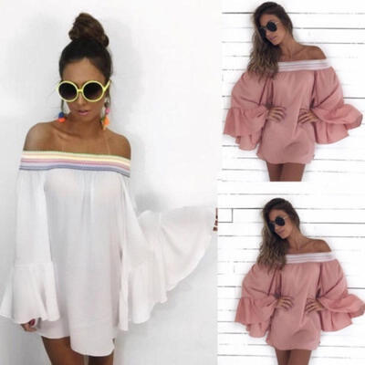 

Womens Mini Dress Beach Sundress Sexy fashion Short Off Shoulder Dress Summer Party Sundress