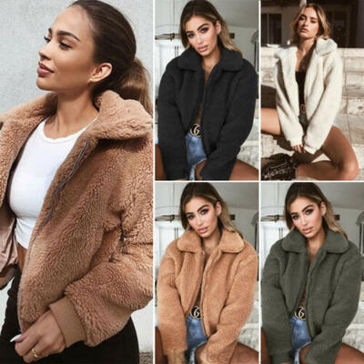 

Womens Lady Teddy Bear Faux Fur Coats Jacket Borg Outwear Oversized Clothes