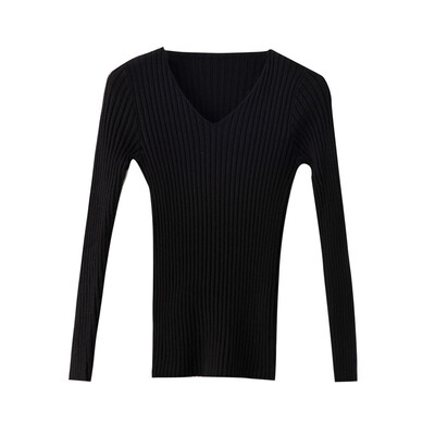 

Autumn Winter Sweaters Knitted Sweater Women Office Vintage Pullover White With Black Sweater Women V Neck Sweater Female Korean