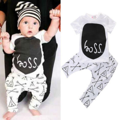 

AU Summer Newborn Infant Baby Boys Kids Outfits T-shirt Tops Pants Set Clothes