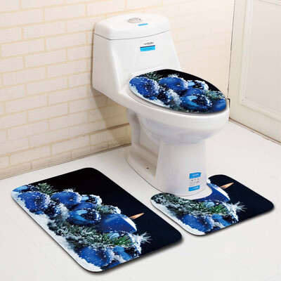 

〖Follure〗3PCS Fancy Santa Toilet Seat Cover&Rug Bathroom Set Christmas Decor