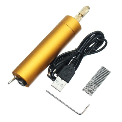 

5V DC Mini Aluminum Electric Motor Hand Drill 10Pcs Twist Bits DIY for Wood PCB