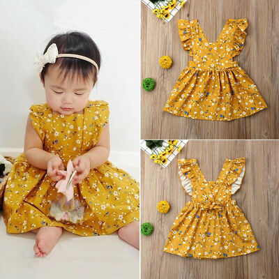 

Toddler Kids Baby Girl Summer Sleeveless Floral Party Princess Dress Clothes