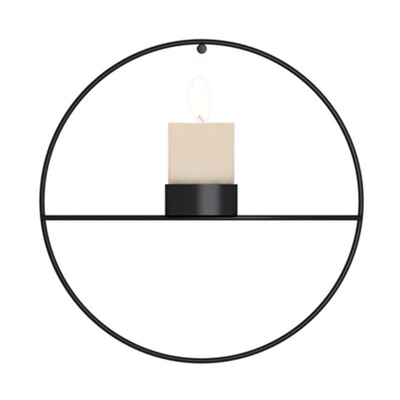 

Metal Candle Holder Geometric Round Candlestick Wall Mounted Crafts Decor