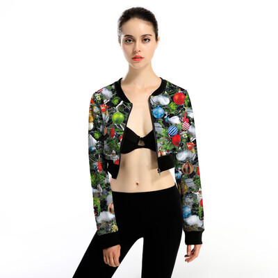 

Toponeto Women Christmas Short Jacket Autumn Winter Street Jacket Casual Mini Coat