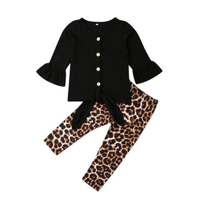 

2Pcs Kids Clothes Set Toddler Baby Girls Long Sleeves T-ShirtLeopard Pants Outfits