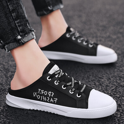 

Summer mens shoes fashion canvas tide shoes lazy sandals Baotou half slippers mens new summer casual shoes