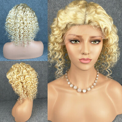 

8A Grade 613 Blonde Lace Front Human Hair Wigs Deep Wave Glueless Lace Front Wigs Brazilian Lace Front Wigs with Baby Hair Loose D