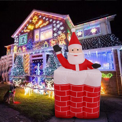 

Siaonvr Christmas 5 Foot Animated Inflatable Santa in Chimney with a Santa Claus