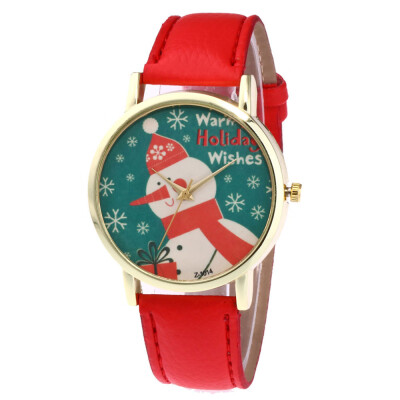 

Snow Christmas Gift Unisex Watches 2018 Hot Design PU Leather Analog Quartz Watch 6Colors Wristwatch Mens Watches Women Clock