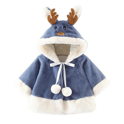 

Baby Girls Jackets Christmas Deer Pattern Cute Hooded Cloak Coat Outerwear