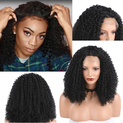 

〖Follure〗Natural Curly Front Lace Synthetic Wig Sexy Women Long Black Wave Wavy Wigs