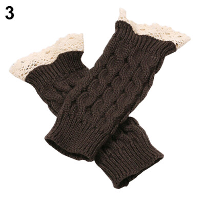 

Women Fingerless Lace Gloves Soft Knitted Warm Long Mitten Wrist Warmer Winter Gift