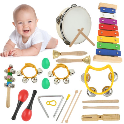 

20pcs Toddler & Baby Musical Instruments Set – Percussion Toy Fun Toddlers Toys Wooden Xylophone Glockenspiel Toy Rhythm Band Set