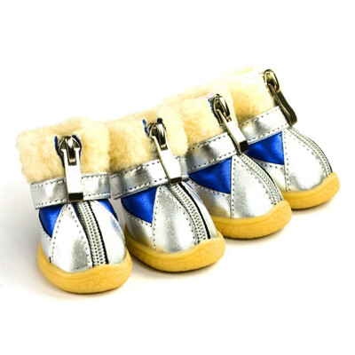 

Reflective WaterProof Dog PU Leather Shoes for Small Medium Dogs Puppy Autumn Winter Anti-slid Warm Shoes