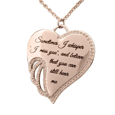 

Fashion Angel Wing Letter Heart Charm Rhinestone Necklace Women Jewelry Gift
