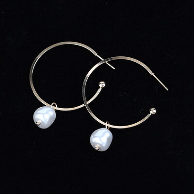 

EK461 Korea Design Metal Gold Geometric Irregular Circle Bowknot Natural Simulated Pearl Drop Earrings for Women Studs Girl Gift