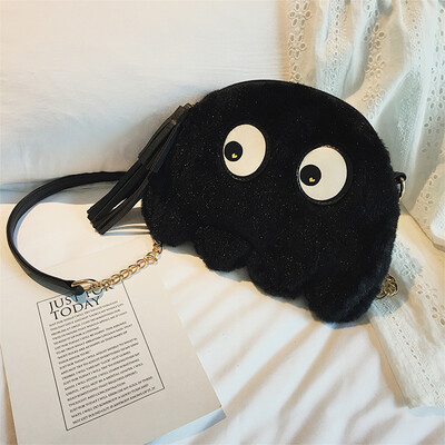 

Winter Brand Design Cute Cartoon Plush Octopus Girl Messenger Bag Fur Fashion Women Chain Shoulder Woman Big Eyes Crossbody Bag
