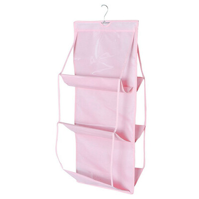 

6 Pockets Hanging Clear Purse Handbag Tote Bag Storage Organizer Closet Rack Bag