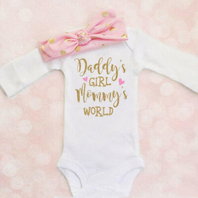 

Newborn Infant Baby Girls Clothes Mommys Romper Bodysuit Headband Outfits Set