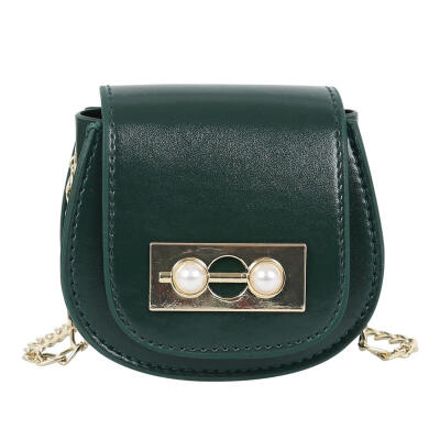 

Pearl Decor Mini Kids Shoulder Handbags Women Leather Crossbody Saddle Bags