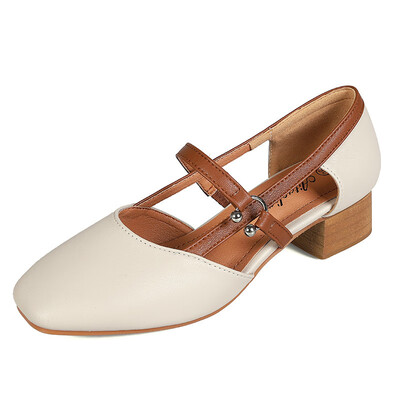

211-26 Korean fashion sweet banquet slim womens shoes thick with flat shallow mouth Baotou super