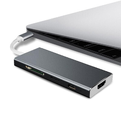 

7-in-1 Multifunctional USB Type C Hub with Power Delivery 4K High Definition Output Port DataTF Card Reader PD Charging Port 3 US